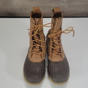 Womens L.L. Bean Classic Duck Boots in Brown and Tan Sz 8.5